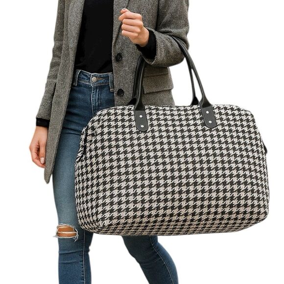 Lulu Dharma Houndstooth Weekender Tote Bag NWT — Holiday Gift Ready - Picture 2 of 12